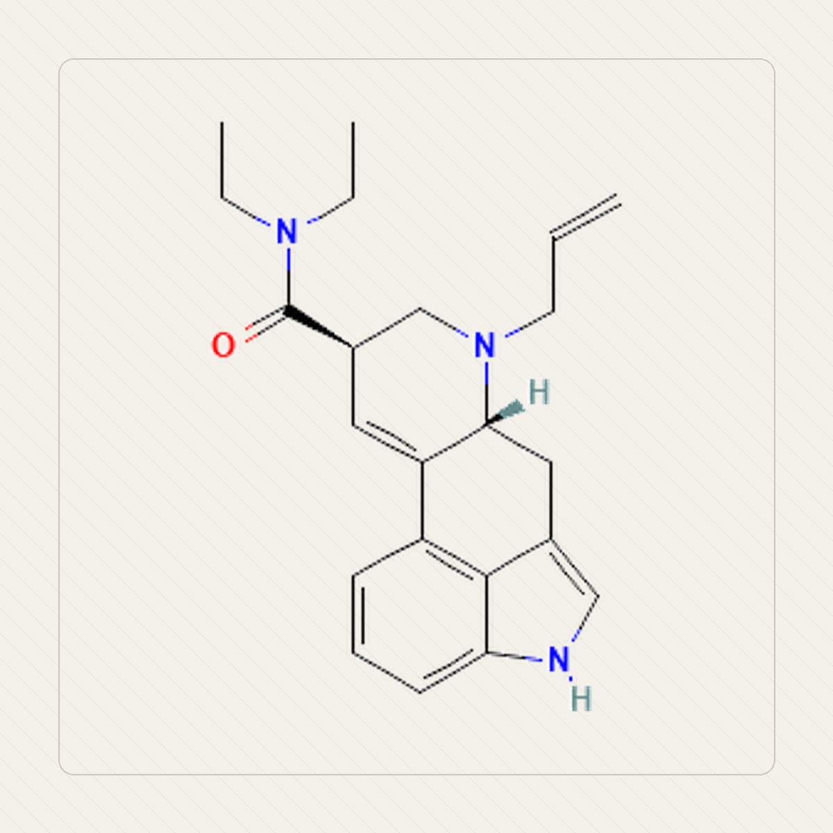 AL-LAD 6-allilo-6-nor-LSD، رسم تعليمي للبنية الجزيئية
